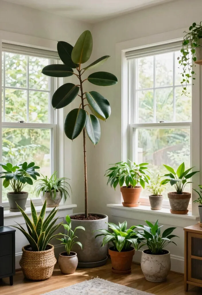 17 Living Room With Two Windows Ideas for Balanced Bright Layouts - 15. Indoor Plants and Greenery 1