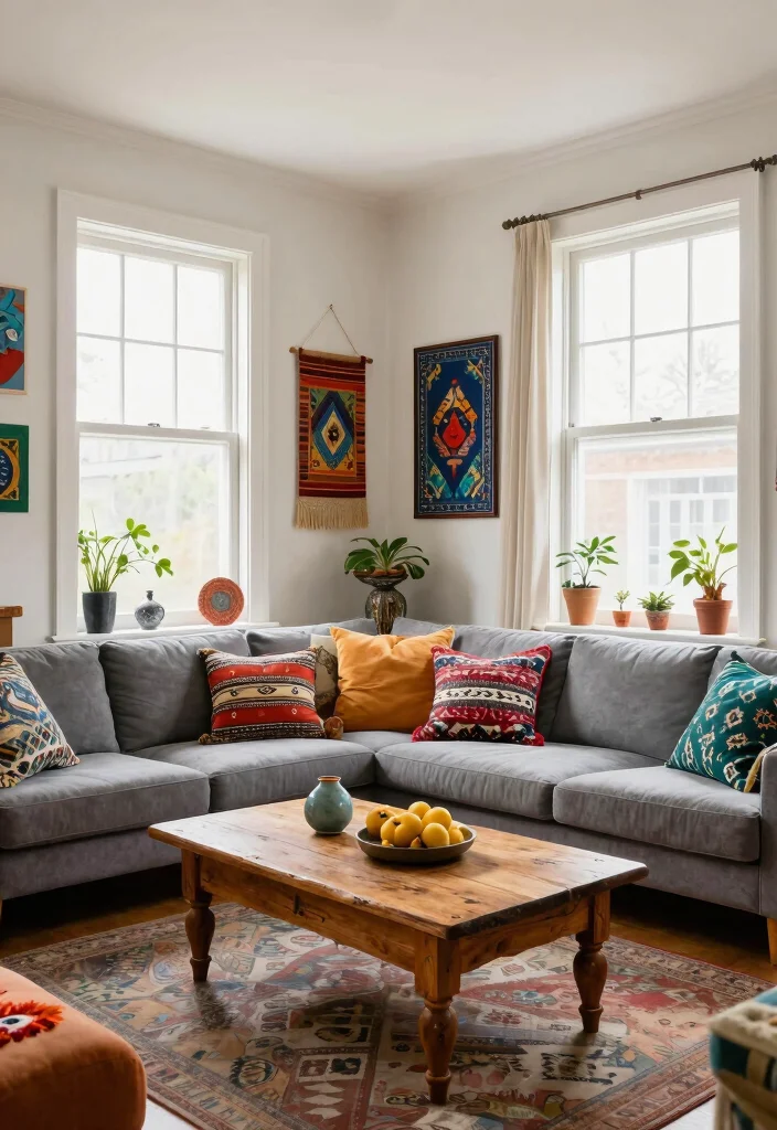 17 Living Room With Two Windows Ideas for Balanced Bright Layouts - 17. Combining Styles for an Eclectic Look 1