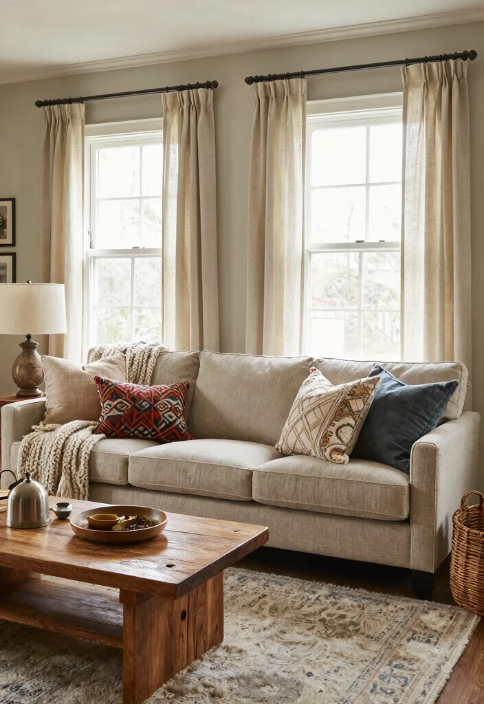 17 Living Room With Two Windows Ideas for Balanced Bright Layouts - 3. Layered Textures 1
