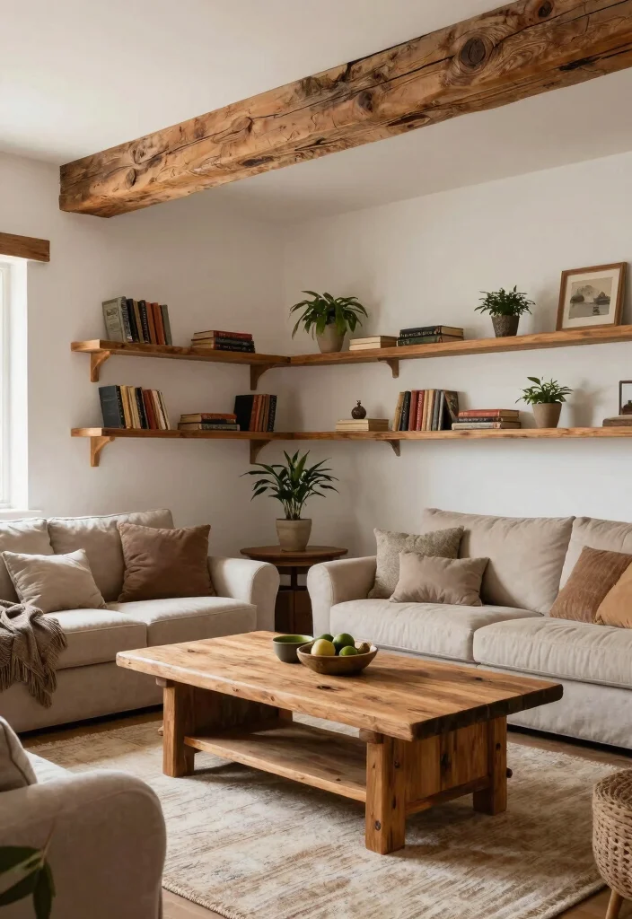 17 Stardew Living Room Ideas Cozy Cottagecore Vibes - 2. Rustic Wooden Accents 1