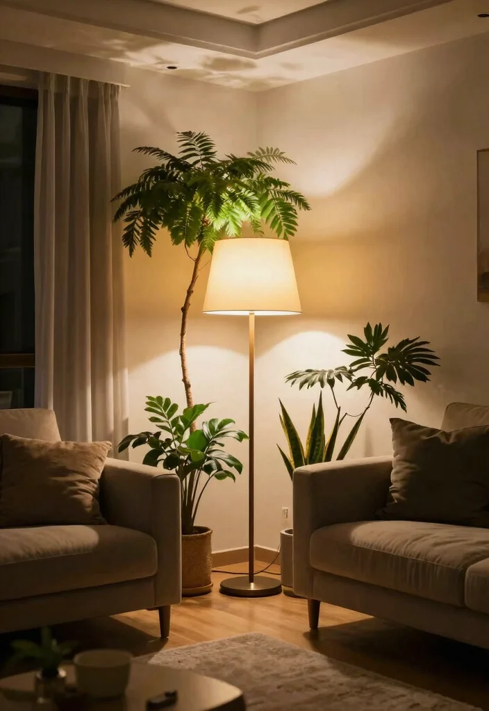 18 Botanical Living Room Ideas Fresh Green and Lively - 12. Layered Lighting 1