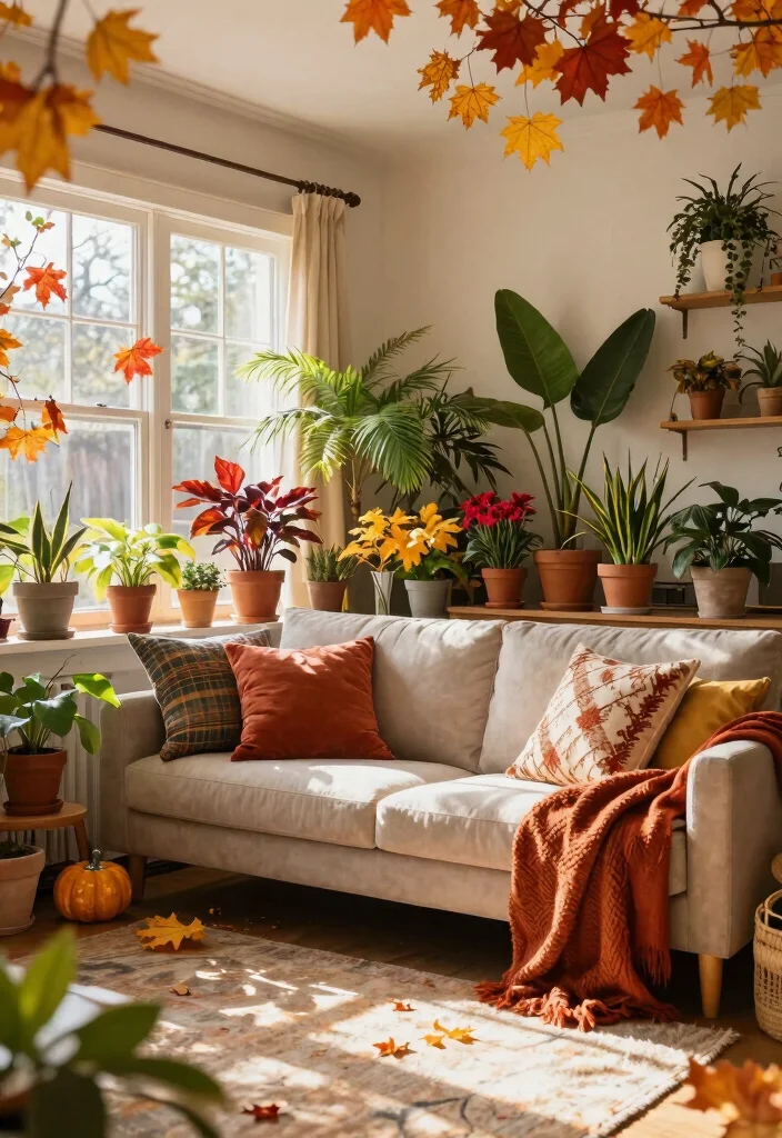 18 Botanical Living Room Ideas Fresh Green and Lively - 16. Seasonal Decor 1