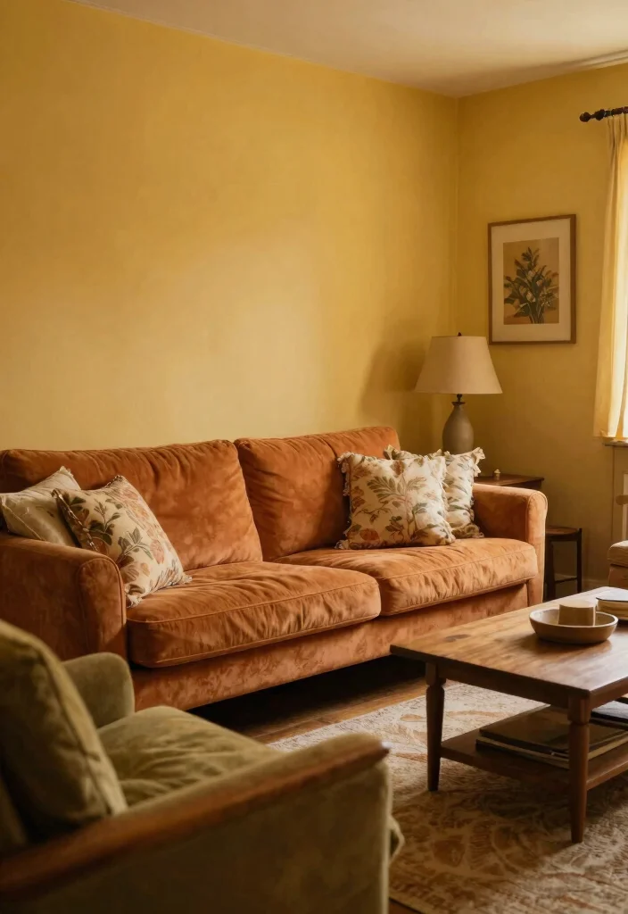 18 Grandmacore Living Room Ideas: Cozy Vintage Charm - 12. Warm Color Palettes 1