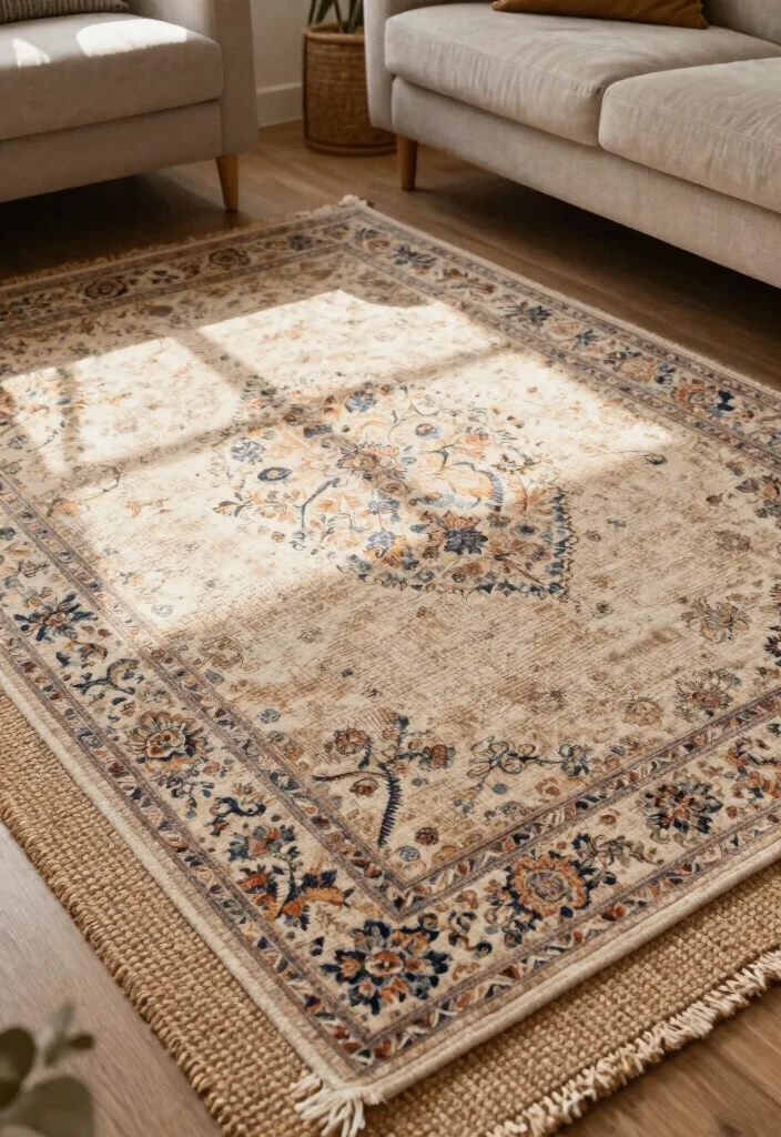 18 Grandmacore Living Room Ideas: Cozy Vintage Charm - 7. Layered Rugs 1