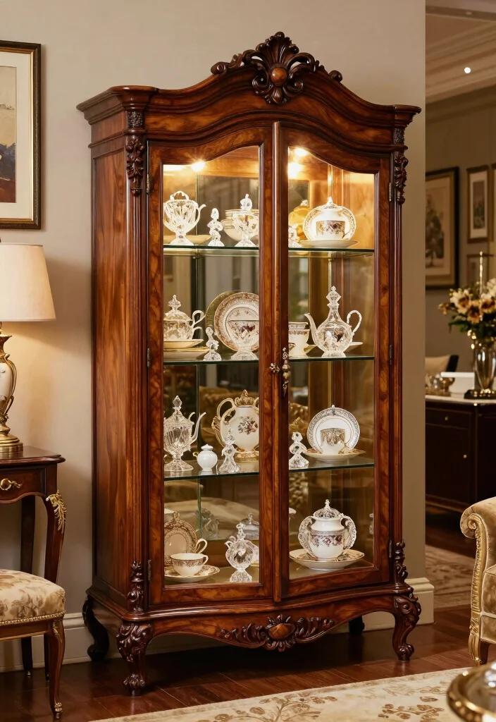 18 Living Room Display Cabinet Ideas: Stylish Showpieces - 4. Elegant Curio Cabinet 1
