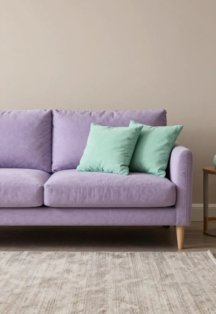 18 Living Room Purple Ideas: Bold Elegant Color Palettes - 15. Sophisticated Purple and Mint Green Combo 1