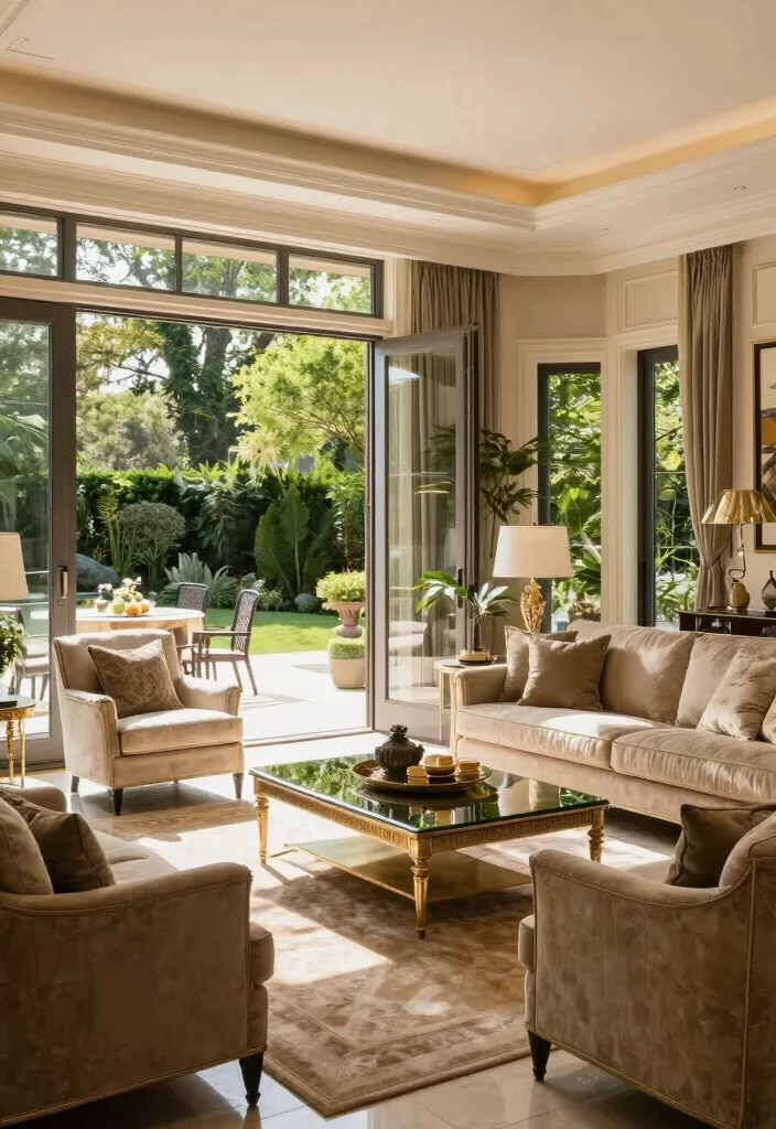 18 Mansion Living Room Ideas for Grand Luxurious Design - 12. Seamless Indoor-Outdoor Flow 1