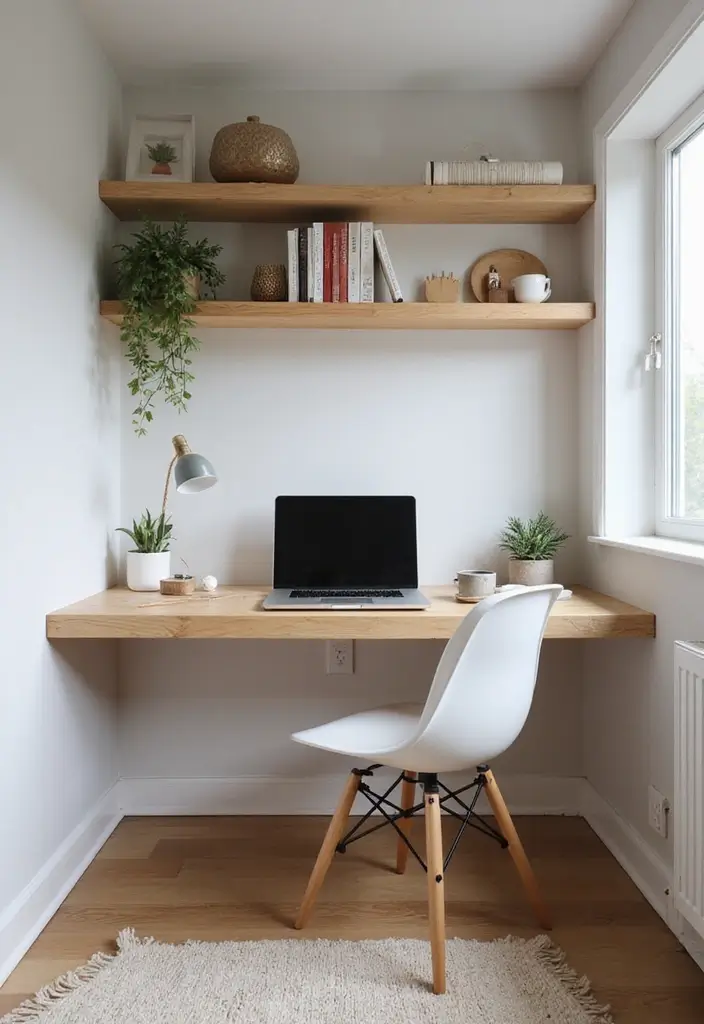 25 Aesthetic Small Bedroom Ideas That Look Bigger Instantly - 20. Floating Desks for Workspace