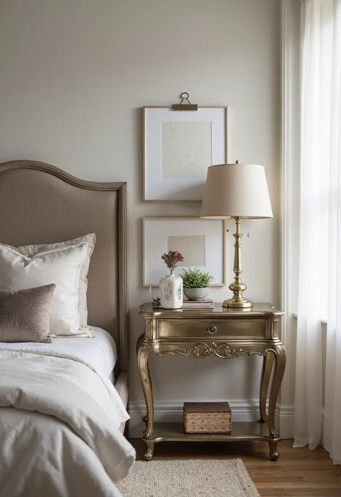 25 Bedroom Side Table Ideas That Look Cute & Functional - 14. Elegant Console Table