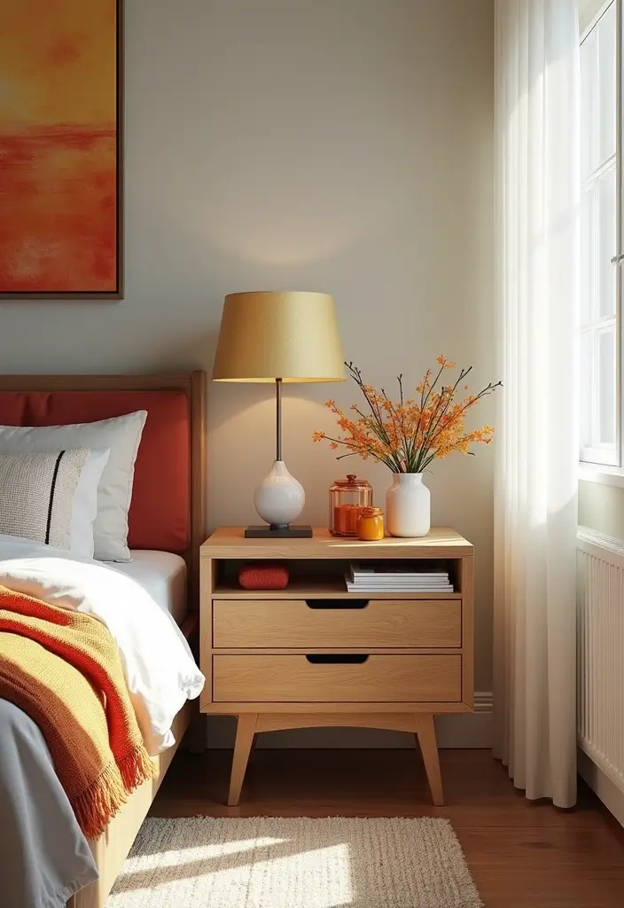 25 Bedroom Side Table Ideas That Look Cute & Functional - 16. Accent Table with Storage