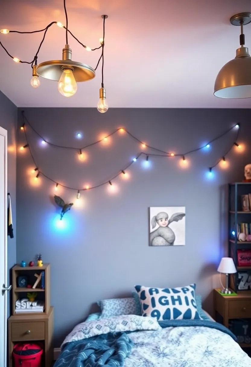 25 Big Boys Bedroom Ideas That Look Grown-Up but Still Fun - 8. Creative Lighting Solutions