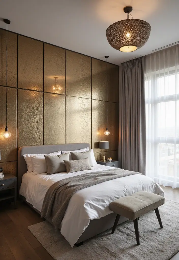 25 Black and Silver Bedroom Ideas That Feel Glamorous & Modern - 14. Glamorous Wall Treatments