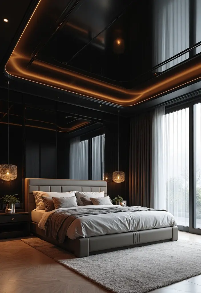 25 Black and Silver Bedroom Ideas That Feel Glamorous & Modern - 15. Creative Ceiling Designs