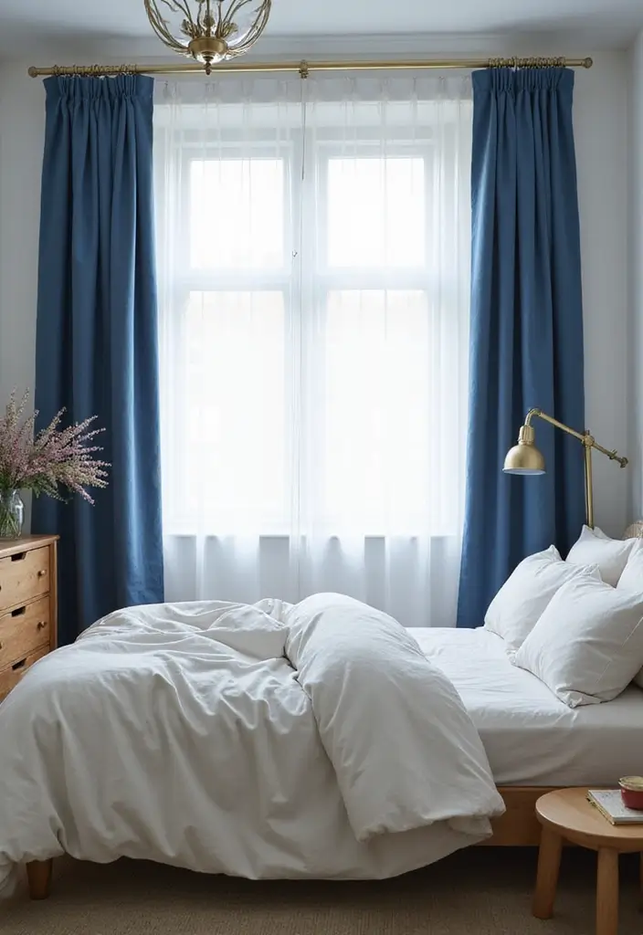 25 Blue Curtains Bedroom Ideas That Pull the Room Together - 12. Soft Indigo Hues