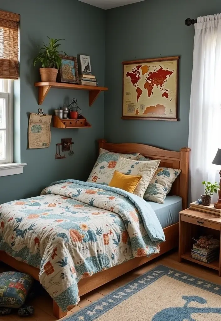 25 Boys Grey Bedroom Ideas That Feel Grown-Up and Cool - 11. Adventure Awaits