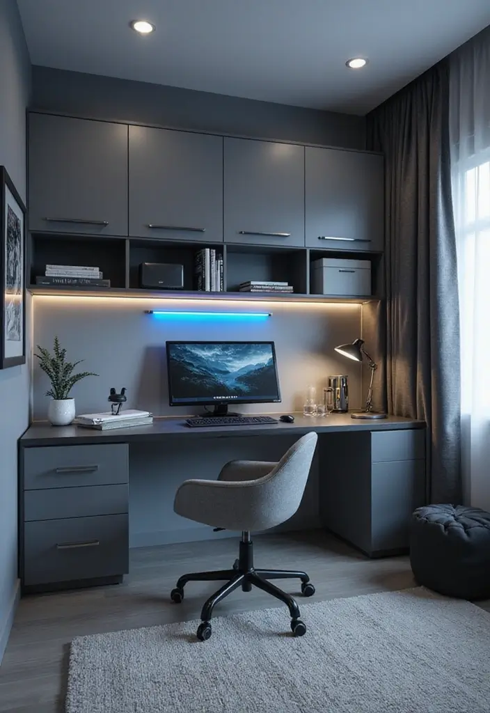 25 Boys Grey Bedroom Ideas That Feel Grown-Up and Cool - 7. Tech Haven