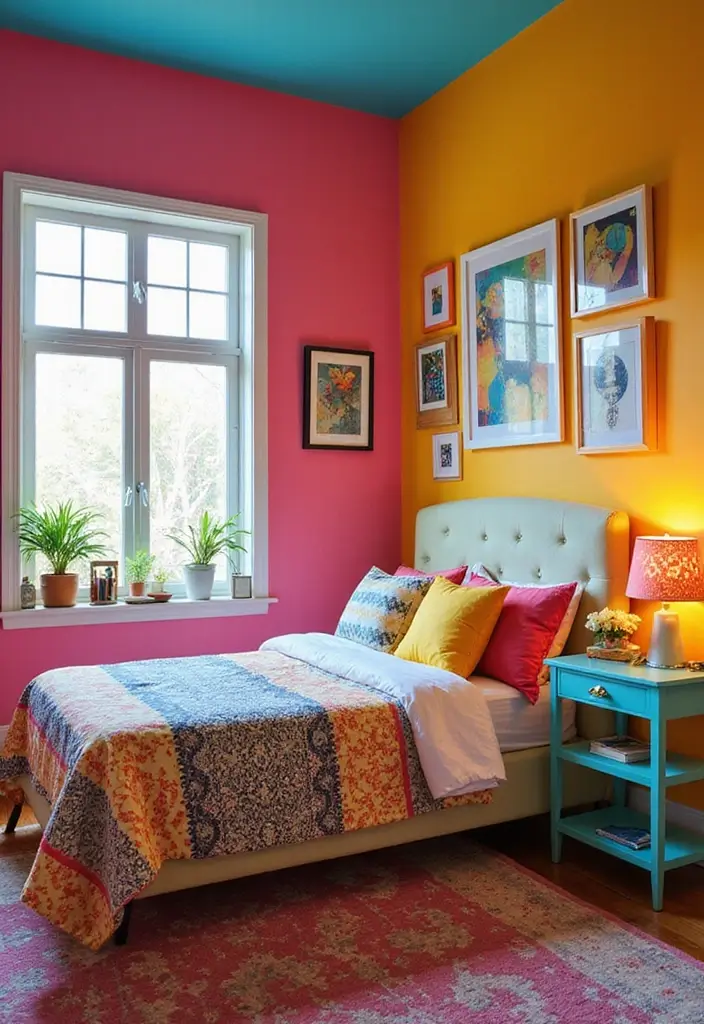 25 Girls Bedroom Ideas for Ages 8–10 That She’ll Absolutely Love - 17. Bright and Bold Graphic Style