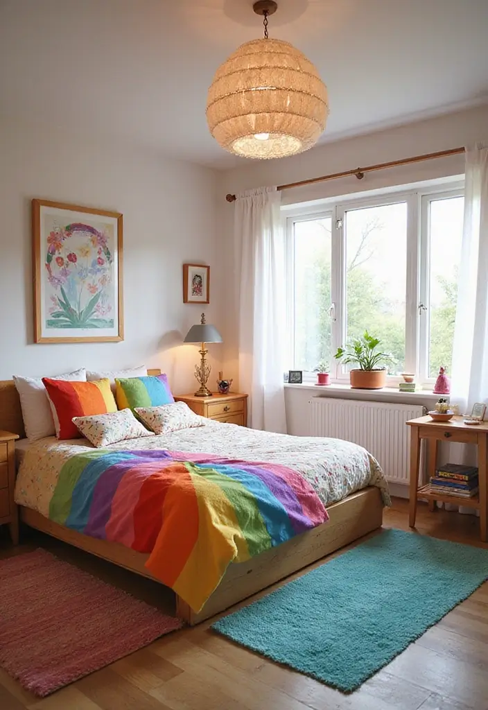 25 Girls Bedroom Ideas for Ages 8–10 That She’ll Absolutely Love - 20. Cheerful Rainbow Room