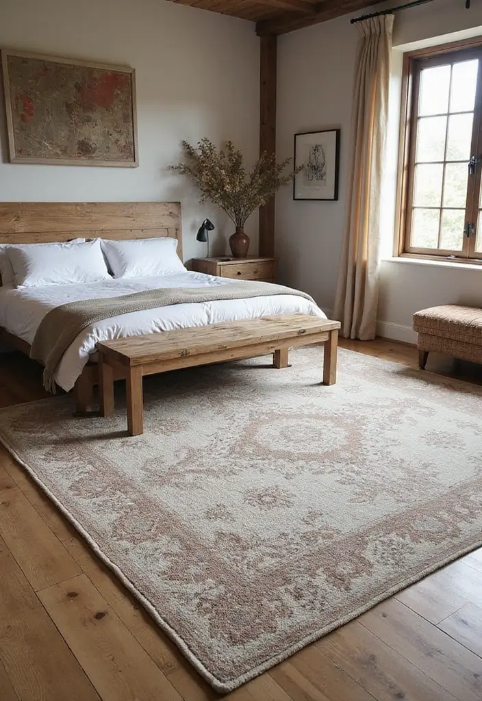 25 Husband and Wife Bedroom Ideas That Balance Both Styles - 9. Layered Rugs