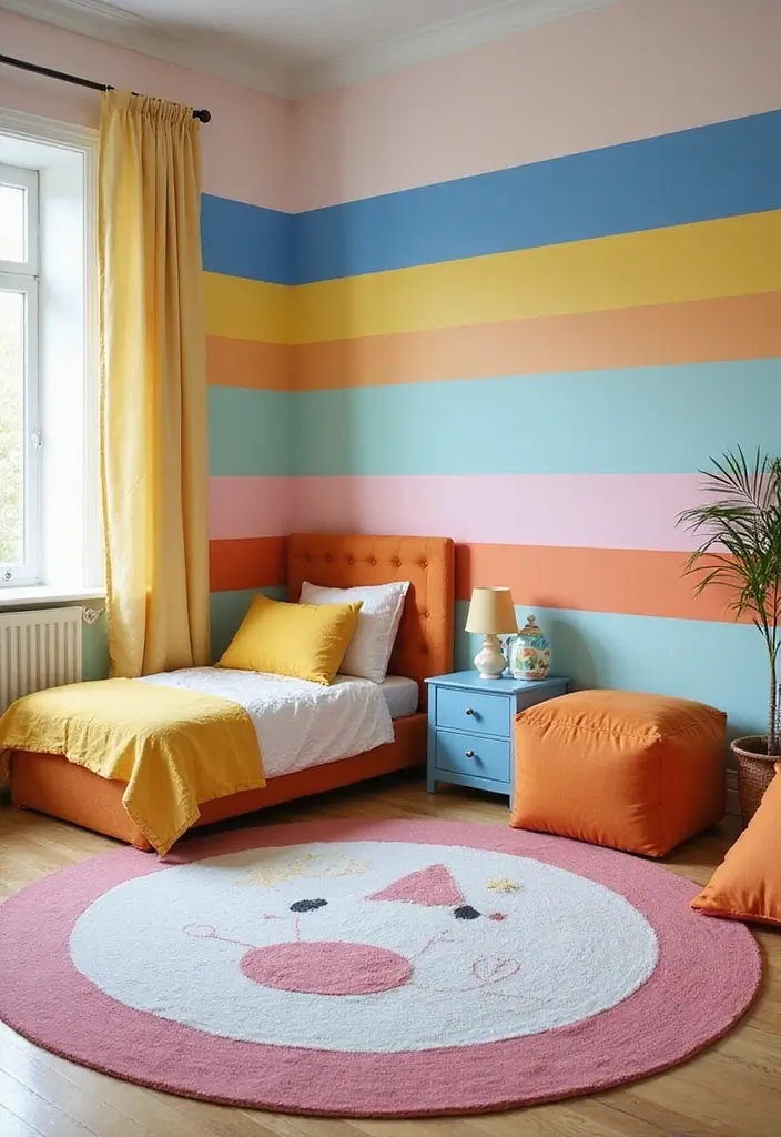 25 Kids Bedroom Paint Ideas That Make Walls Come Alive - 15. Fun and Funky Stripes