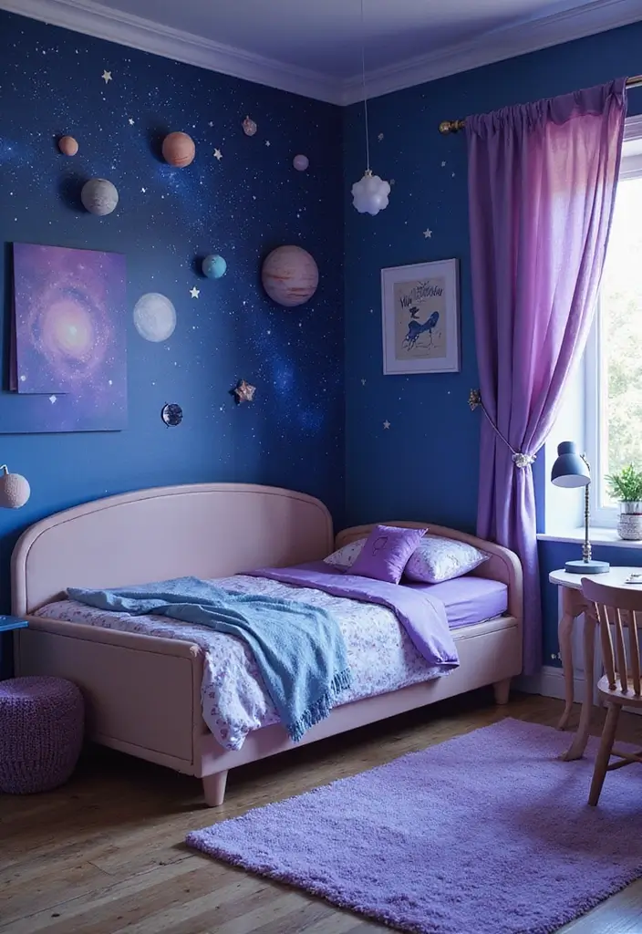 25 Kids Bedroom Paint Ideas That Make Walls Come Alive - 25. Magical Galaxy