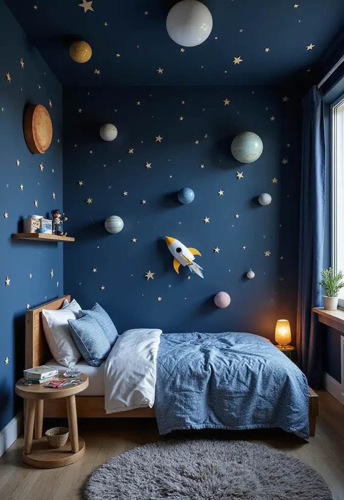 25 Kids Bedroom Paint Ideas That Make Walls Come Alive - 5. Space Adventure