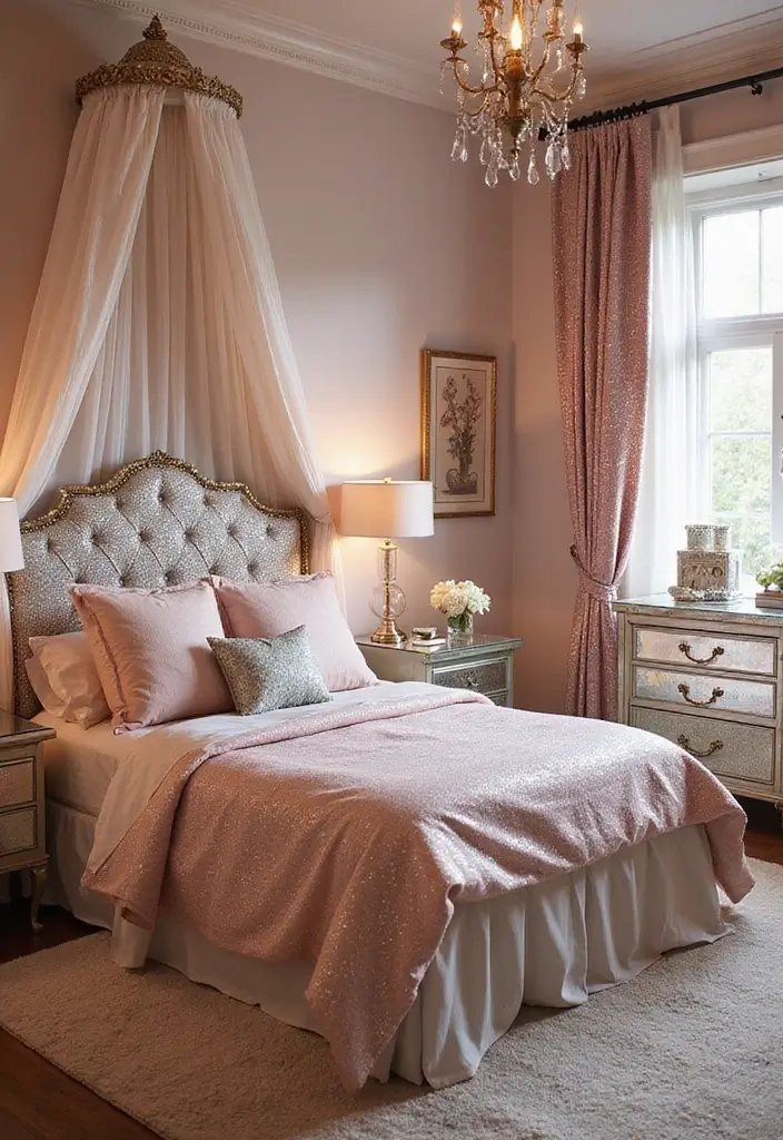 25 Kids Room Ideas for Girls Bedroom That Feel Magical - 24. Glitter and Glam