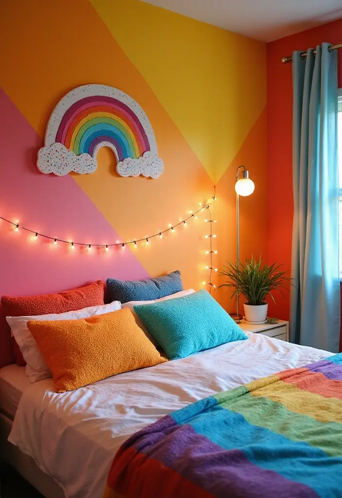 25 Kids Room Ideas for Girls Bedroom That Feel Magical - 8. Colorful Rainbow Retreat