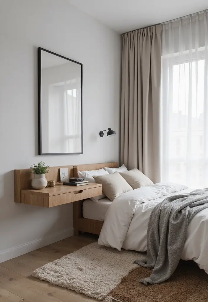 25 King Size Bed in Small Bedroom Ideas That Actually Work - 17. Floating Desks or Tables