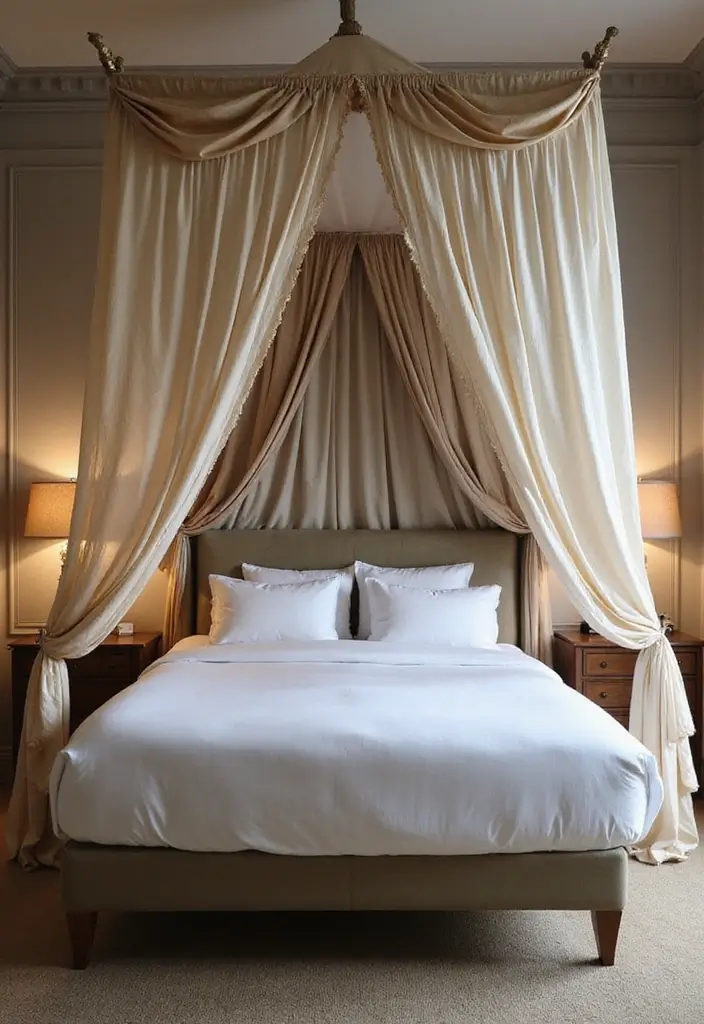 25 King Size Bed in Small Bedroom Ideas That Actually Work - 19. Stylish Bed Canopies