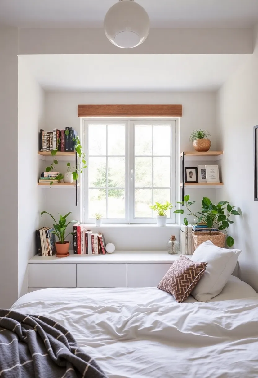 25 One Window Bedroom Ideas That Maximize Light & Style - 15. Open Shelving