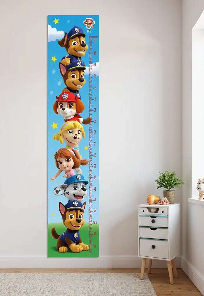 25 Paw Patrol Bedroom Ideas for Boys That Are Paw-some! - 22. Themed Growth Chart