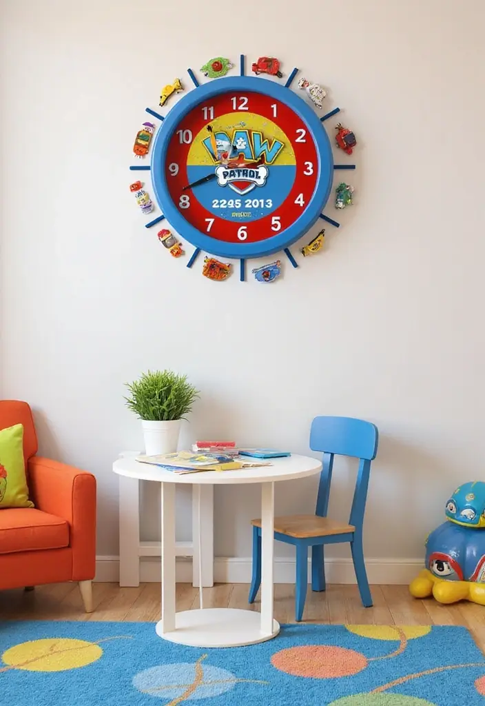 25 Paw Patrol Bedroom Ideas for Boys That Are Paw-some! - 25. Paw Patrol Themed Wall Clock