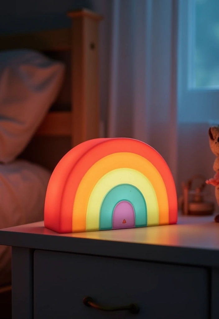 25 Rainbow Bedroom Ideas for Kids That Bring Joy to Every Corner - 10. Rainbow Themed Lighting