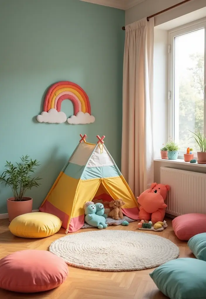 25 Rainbow Bedroom Ideas for Kids That Bring Joy to Every Corner - 11. Creative Play Area