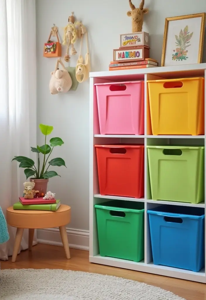 25 Rainbow Bedroom Ideas for Kids That Bring Joy to Every Corner - 17. Rainbow Storage Solutions