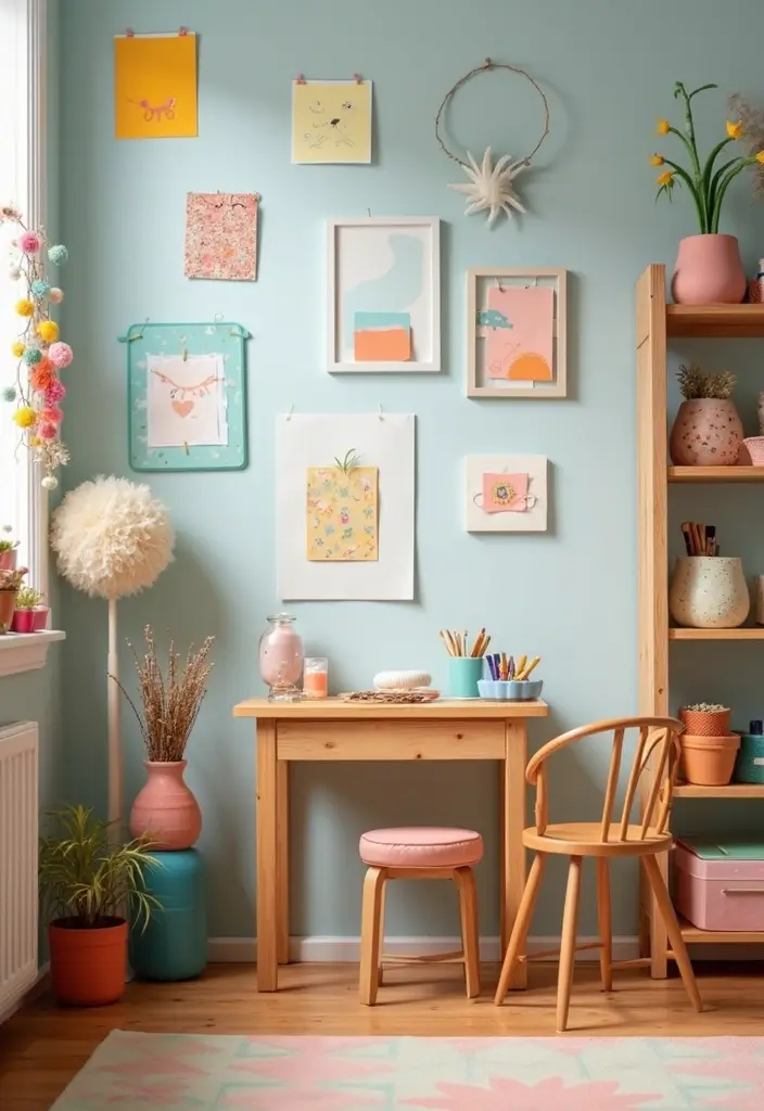 25 Rainbow Bedroom Ideas for Kids That Bring Joy to Every Corner - 24. Rainbow DIY Crafts Corner