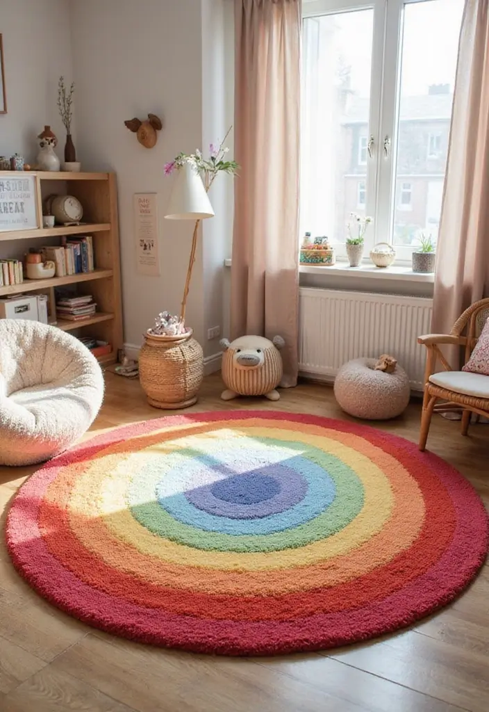 25 Rainbow Bedroom Ideas for Kids That Bring Joy to Every Corner - 3. Rainbow Rugs