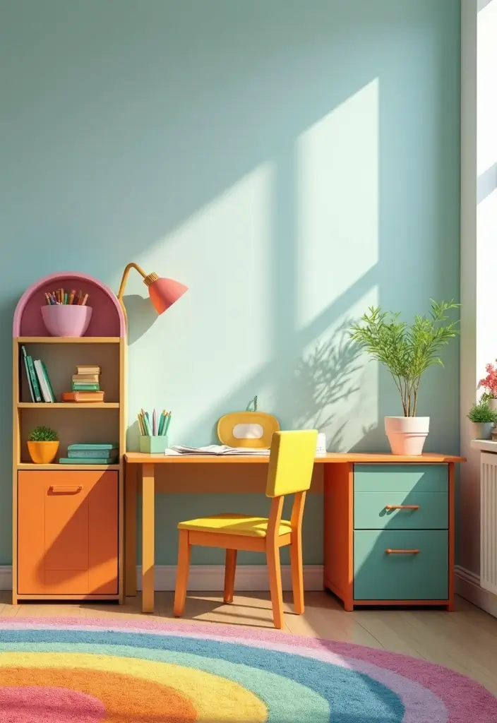 25 Rainbow Bedroom Ideas for Kids That Bring Joy to Every Corner - 8. Rainbow Themed Furniture