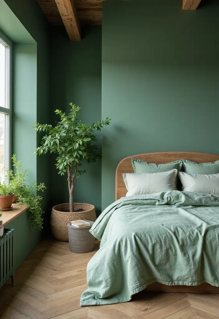 25 Room Painting Ideas Bedroom Aesthetic That Feel Calm & Trendy - 11. Botanical Greens