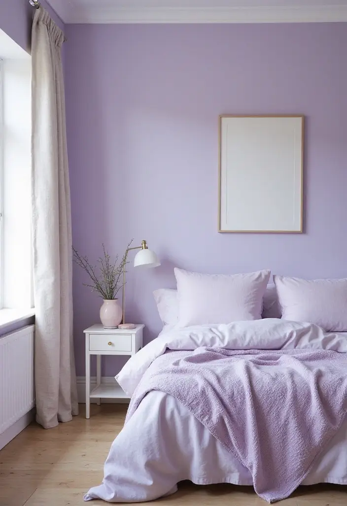 25 Room Painting Ideas Bedroom Aesthetic That Feel Calm & Trendy - 21. Light Lavender