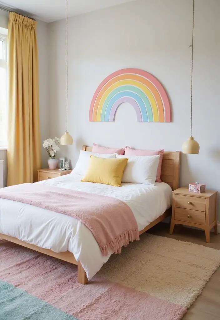 25 Room Painting Ideas Bedroom Aesthetic That Feel Calm & Trendy - 24. Pastel Rainbow Accents