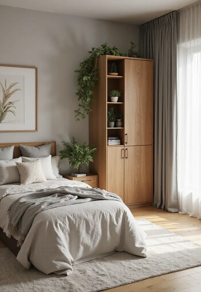 25 Small Bedroom Ideas with Wardrobe That Look Organized & Sleek - 16. Decorative Wardrobe Displays