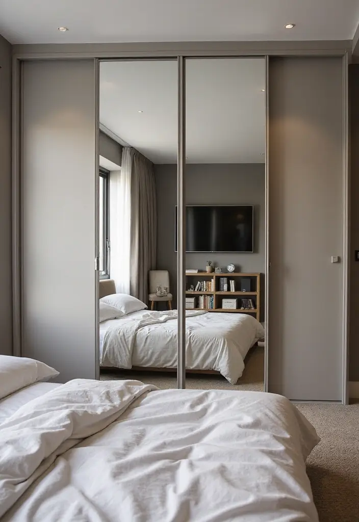 25 Small Bedroom Ideas with Wardrobe That Look Organized & Sleek - 3. Sliding Door Wardrobe