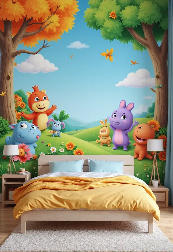 25 Toca Boca House Ideas Free Bedroom That Are Cute & Creative - 1. Whimsical Wall Murals