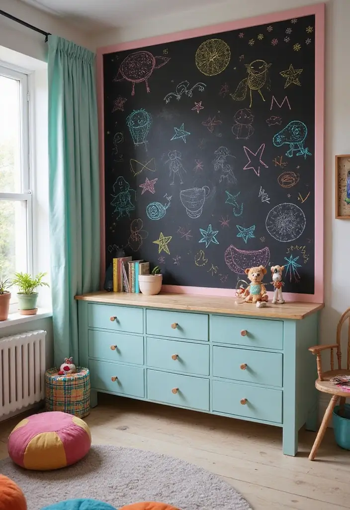 25 Toca Boca House Ideas Free Bedroom That Are Cute & Creative - 21. Functional Chalkboard Wall