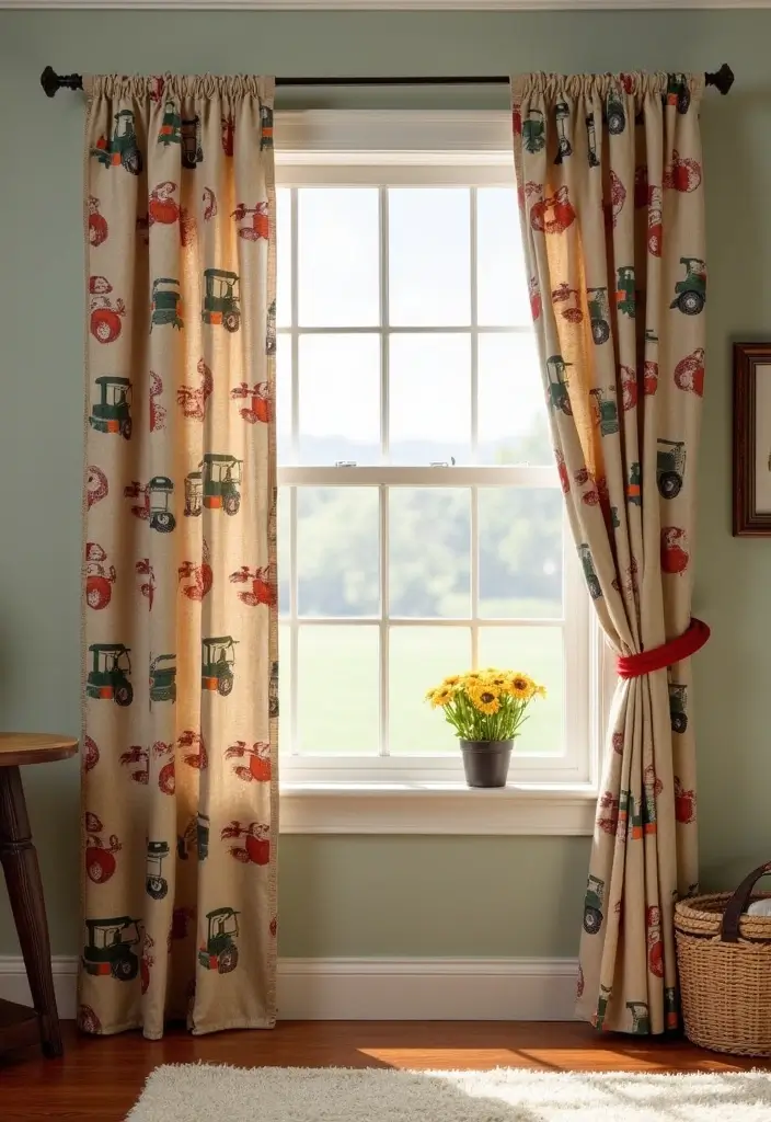 25 Tractor Bedroom Ideas for Little Boys Who Love Wheels - 10. Farm-Themed Curtains 1