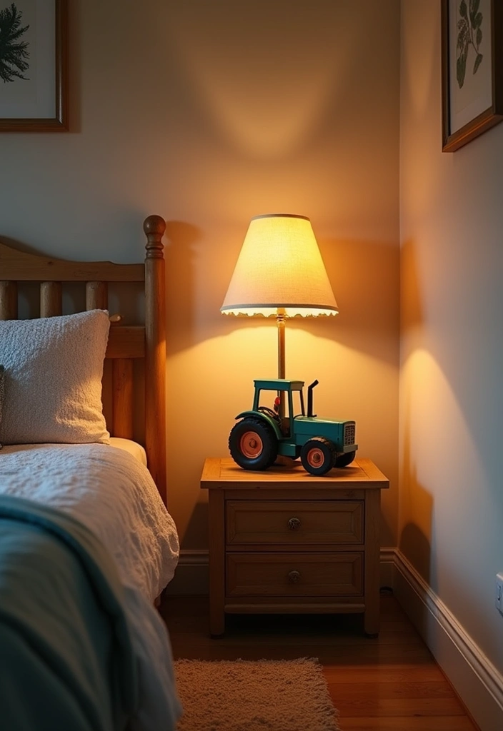 25 Tractor Bedroom Ideas for Little Boys Who Love Wheels - 17. Tractor-Themed Floor Lamps 1