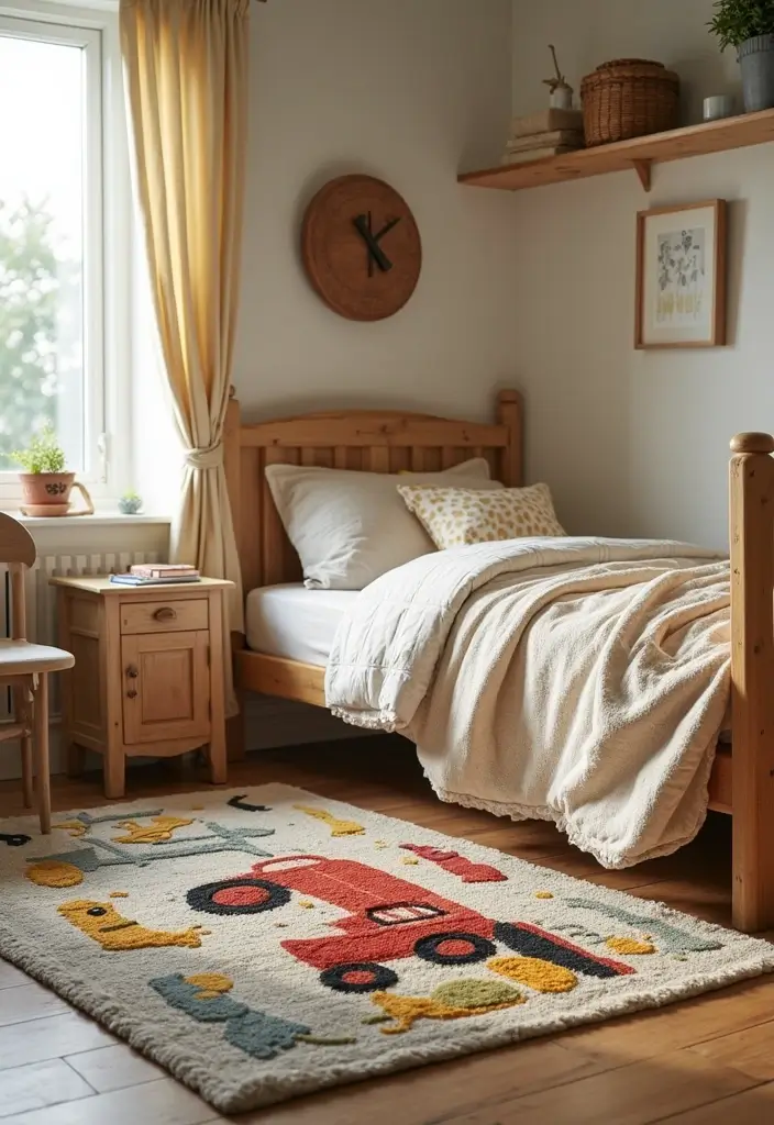 25 Tractor Bedroom Ideas for Little Boys Who Love Wheels - 6. Tractor-Themed Rug 1