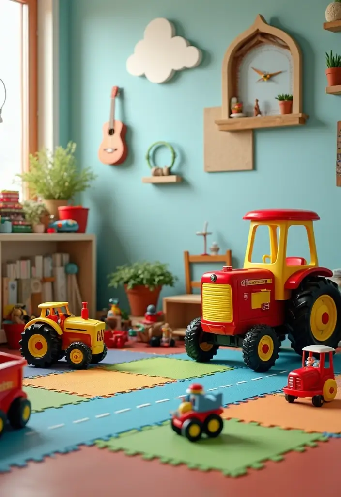 25 Tractor Bedroom Ideas for Little Boys Who Love Wheels - 8. Play Area with Tractor Toys 1